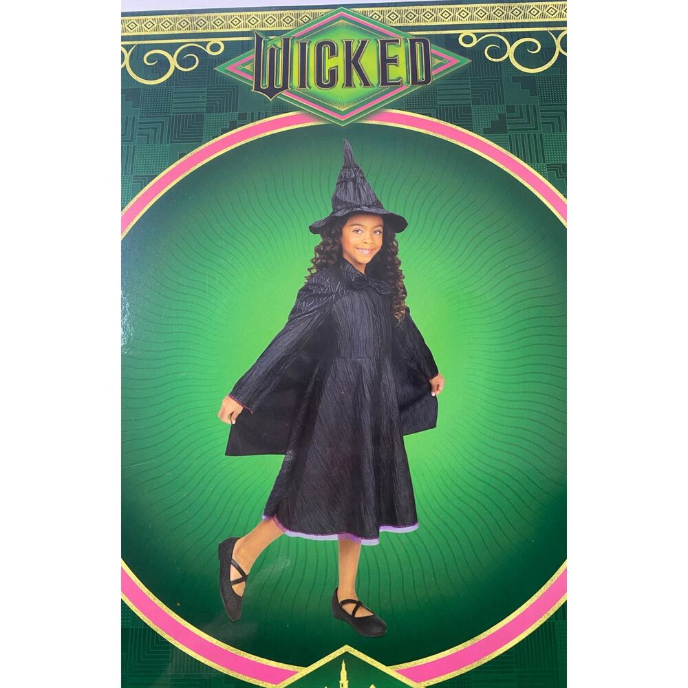 Wicked Deluxe Elphaba Black Dress and Accessories Costume Little Girls Size 4-6